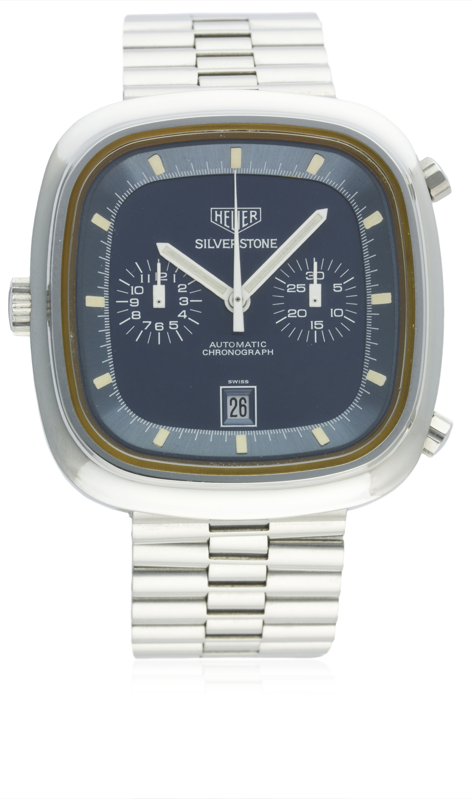 A RARE GENTLEMAN'S STAINLESS STEEL HEUER SILVERSTONE AUTOMATIC CHRONOGRAPH BRACELET WATCH CIRCA - Image 2 of 12