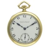 A FINE GENTLEMAN'S 18K SOLID GOLD PATEK PHILIPPE & CIE POCKET WATCH CIRCA 1930 D: Silver dial with
