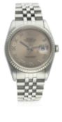 A GENTLEMAN'S STEEL & WHITE GOLD ROLEX OYSTER PERPETUAL DATEJUST BRACELET WATCH DATED 1993, REF.