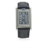 A MID SIZE STAINLESS STEEL CARTIER TANK BASCULANTE WRIST WATCH CIRCA 2000, REF. 2405 D: Grey dial