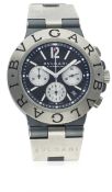 A GENTLEMAN'S LARGE SIZE BULGARI DIAGONO TITANIUM AUTOMATIC CHRONOGRAPH BRACELET WATCH CIRCA 2008,