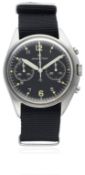 A GENTLEMAN'S STAINLESS STEEL BRITISH MILITARY HAMILTON RAF PILOTS CHRONOGRAPH WRIST WATCH DATED