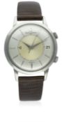 A GENTLEMAN'S STAINLESS STEEL JAEGER LECOULTRE MEMOVOX AUTOMATIC ALARM WRIST WATCH CIRCA 1960s D: