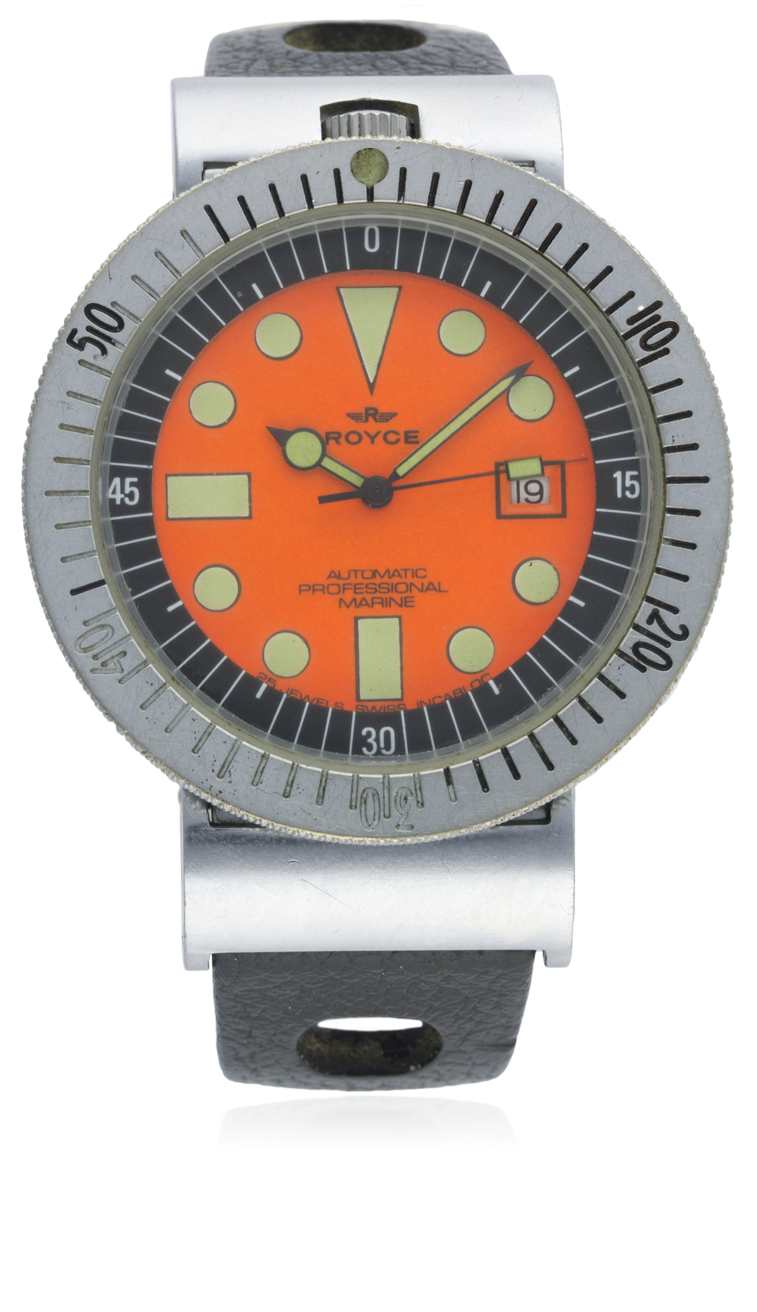 A RARE GENTLEMAN'S ROYCE PROFESSIONAL MARINE AUTOMATIC DIVERS WRIST WATCH CIRCA 1970s D: Orange dial