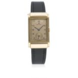 A RARE GENTLEMAN'S 18K SOLID PINK GOLD ROLEX RECTANGULAR WRIST WATCH CIRCA 1930s D: Salmon pink dial