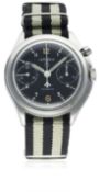 A RARE GENTLEMAN'S STAINLESS STEEL BRITISH MILITARY RAF LEMANIA SINGLE BUTTON CHRONOGRAPH PILOTS