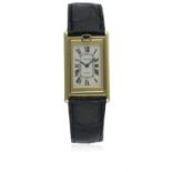 A FINE & RARE GENTLEMAN'S 18K SOLID GOLD CARTIER PARIS TANK BASCULANTE WRIST WATCH CIRCA 1990s D: