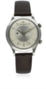 A GENTLEMAN'S STAINLESS STEEL JAEGER LECOULTRE MEMOVOX ALARM WRIST WATCH CIRCA 1950s D: Two tone