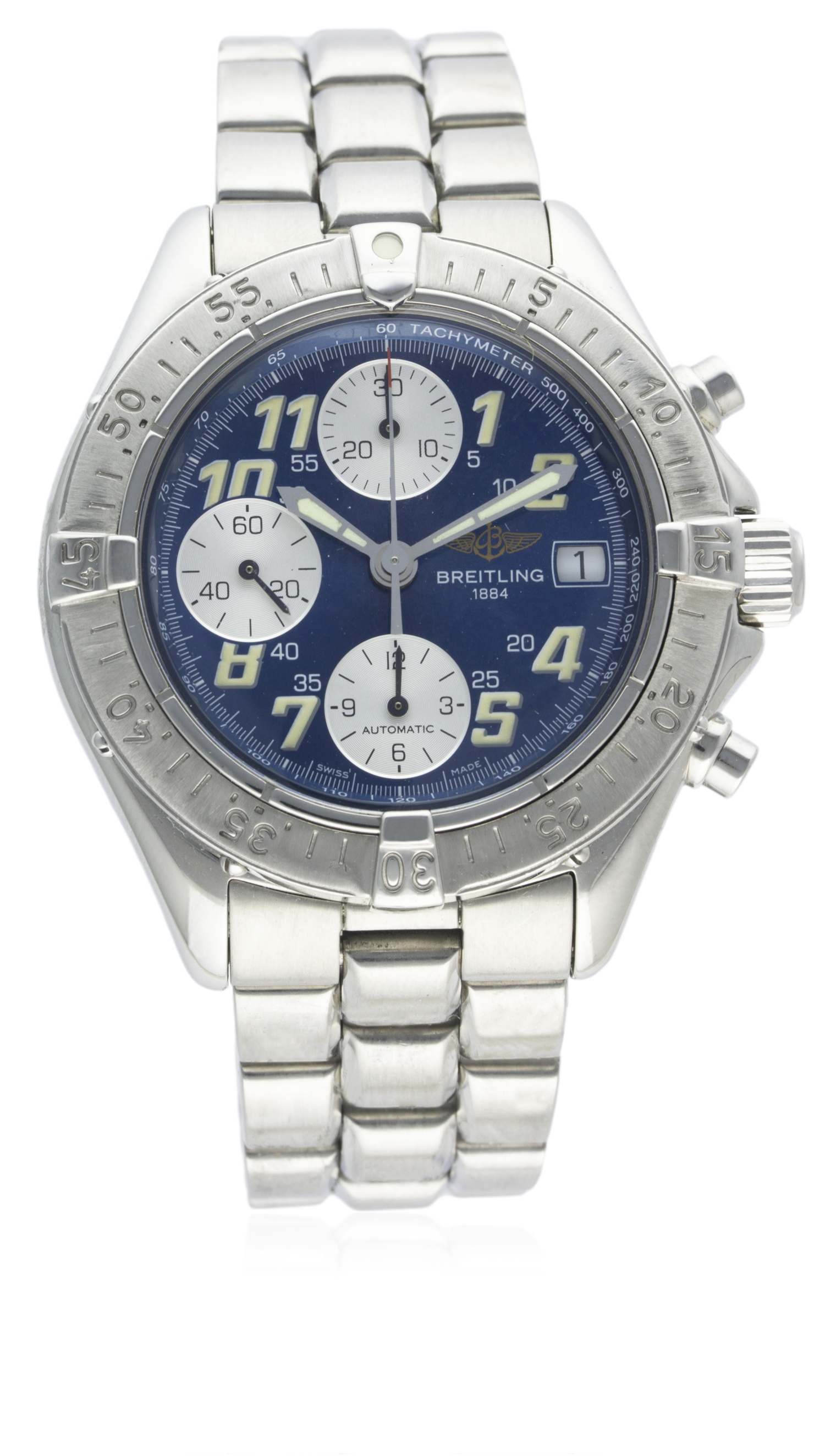 A GENTLEMAN'S STAINLESS STEEL BREITLING COLT AUTOMATIC CHRONOGRAPH BRACELET WATCH DATED 2000, REF.