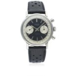 A GENTLEMAN'S STAINLESS STEEL AVIA CHRONOGRAPH WRIST WATCH CIRCA 1960s D: Gloss black dial with