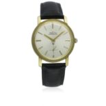 A RARE GENTLEMAN'S 18K SOLID GOLD ZENITH 40T CHRONOMETRE WRIST WATCH CIRCA 1960s D: Silver dial with