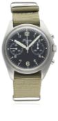 A RARE GENTLEMAN'S STAINLESS STEEL BRITISH MILITARY PRECISTA RAF PILOTS CHRONOGRAPH WRIST WATCH