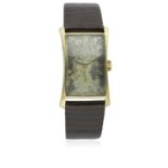 A GENTLEMAN'S 18K SOLID GOLD PATEK PHILIPPE HOURGLASS WRIST WATCH DATED 1957, REF. 1593 WITH PATEK