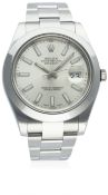 A GENTLEMAN'S STAINLESS STEEL ROLEX OYSTER PERPETUAL DATEJUST II BRACELET WATCH DATED 2012, REF.