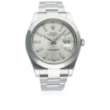 A GENTLEMAN'S STAINLESS STEEL ROLEX OYSTER PERPETUAL DATEJUST II BRACELET WATCH DATED 2012, REF.