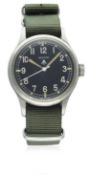A GENTLEMAN'S STAINLESS STEEL KENYAN MILITARY RECORD WRIST WATCH CIRCA 1960s D: Black dial with