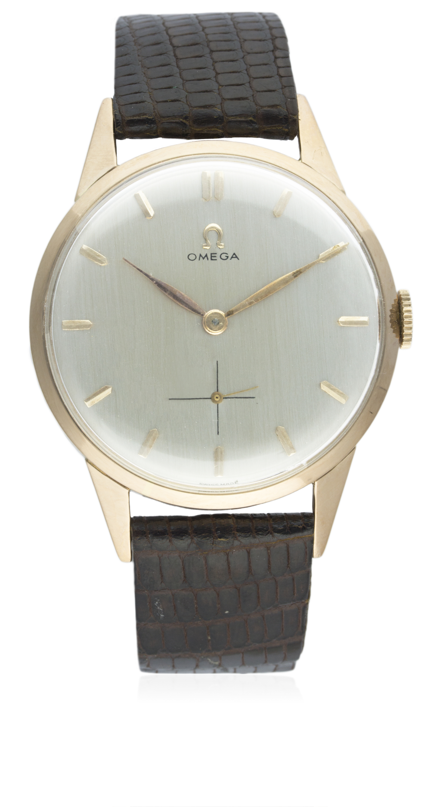 A GENTLEMAN'S LARGE SIZE 18K SOLID PINK GOLD OMEGA WRIST WATCH CIRCA 1940s, REF. 10644926 D: