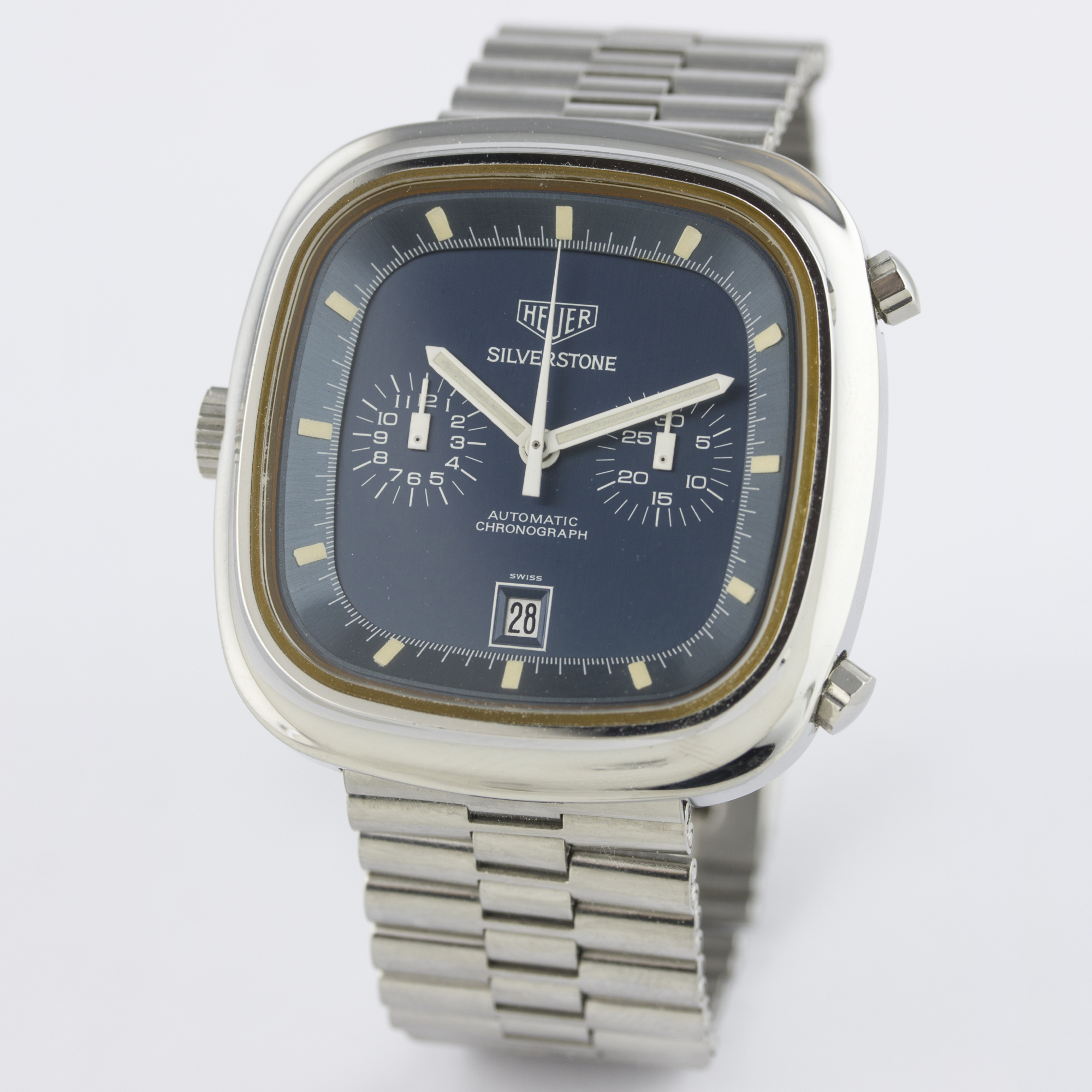 A RARE GENTLEMAN'S STAINLESS STEEL HEUER SILVERSTONE AUTOMATIC CHRONOGRAPH BRACELET WATCH CIRCA - Image 3 of 12