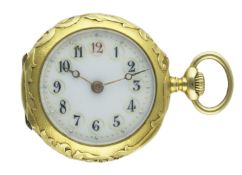 A FINE LADIES 18K SOLID GOLD & ENAMEL VACHERON & CONSTANTIN POCKET WATCH CIRCA 1910 D: Enamel dial