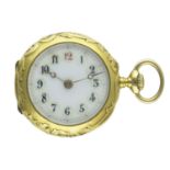 A FINE LADIES 18K SOLID GOLD & ENAMEL VACHERON & CONSTANTIN POCKET WATCH CIRCA 1910 D: Enamel dial