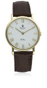 A GENTLEMAN'S 18K SOLID GOLD ROLEX CELLINI WRIST WATCH CIRCA 2000, REF. 5112 D: White dial with gold