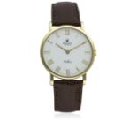 A GENTLEMAN'S 18K SOLID GOLD ROLEX CELLINI WRIST WATCH CIRCA 2000, REF. 5112 D: White dial with gold