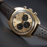 A RARE GENTLEMAN'S 18K SOLID GOLD MOVADO DATRON HS360 SUB SEA CHRONOGRAPH WRIST WATCH CIRCA 1970,