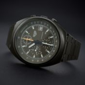 A RARE GENTLEMAN'S "OLIVE DRAB" POWDER COATED HEUER AUTOMATIC CHRONOGRAPH BRACELET WATCH CIRCA