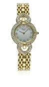 A FINE LADIES 18K SOLID GOLD & DIAMOND CHOPARD BRACELET WATCH CIRCA 2000s D: Mother of pearl dial