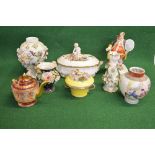 Quantity of 18th century and other ceramics to comprise: Meissen lidded tureen,