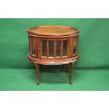 Late 20th century mahogany oval tray top display cabinet,