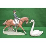 Lladro figure of a female rider and horse standing on naturalistic base No.