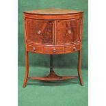 Georgian mahogany inlaid corner washstand having string inlaid borders and two inlaid doors with