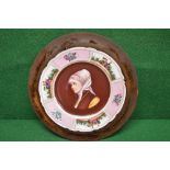 19th century Carlsbad plate decorated with portrait of a nun,