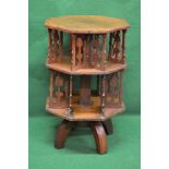 Oak octagonal revolving bookcase,