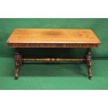 Rosewood Victorian low centre table having rectangular top with moulded edge supported on outward