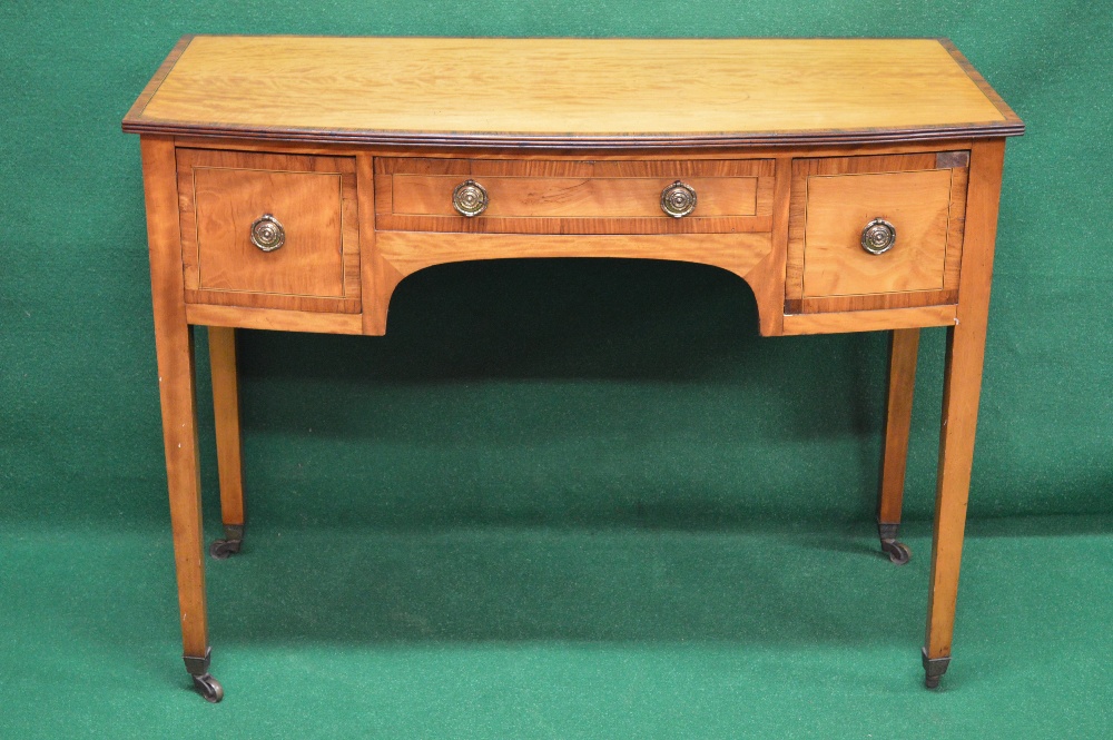 19th century Georgian style satinwood sideboard having crossbanded top, sides and drawer fronts, - Image 2 of 2