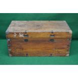 18th century brass bound camphor wood trunk having metal side carrying handles - 41" wide