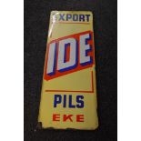 Enamel advertising sign for Export Ide Pills EKE, white,