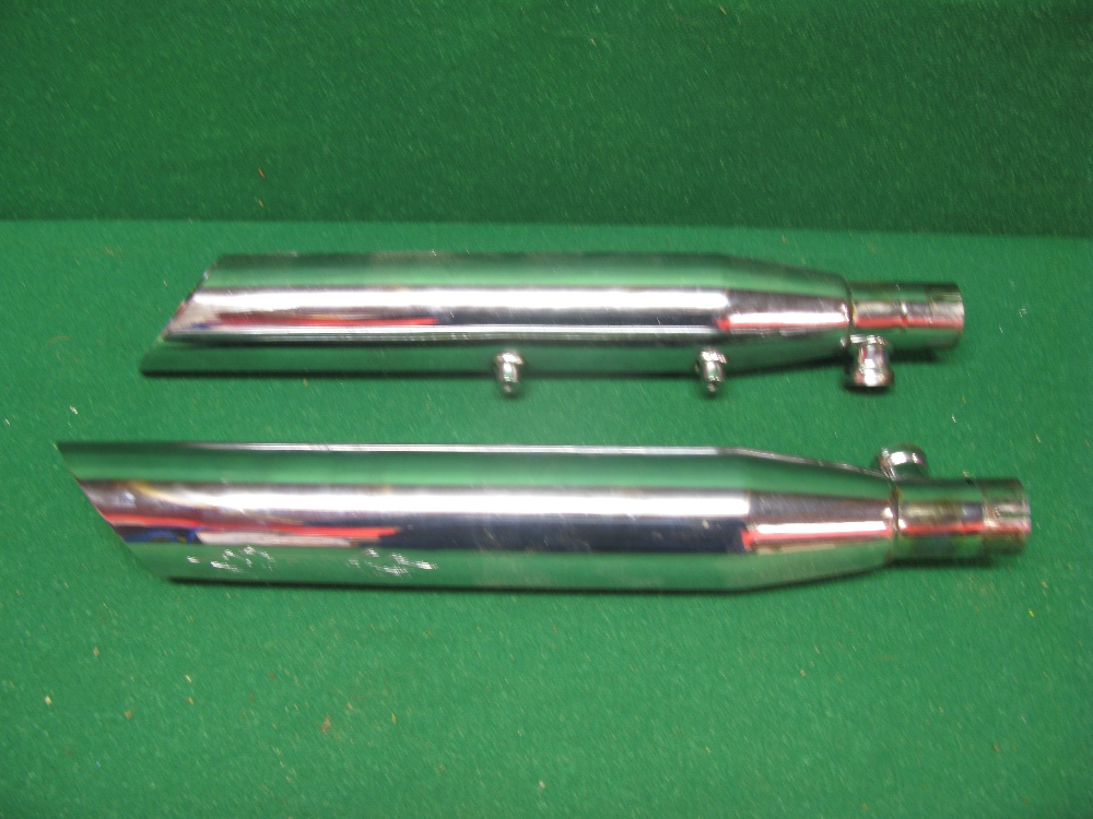 Pair of Remus custom exhaust pipes with two mounting threaded spigots believed to be for a Harley