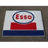 Large enamel advertising sign featuring the Esso logo in blue and red on a white ground - 76.