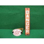 Enamel BR Lookout arm band together with a red and white vertical danger sign