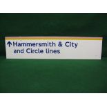 London Underground enamel sign for Hammersmith & City and Circle Lines with an arrow,