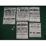 Group of five posters for Mr Geo Comins of Ely pertaining to the auctions of farm implements,