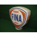 Glass petrol pump globe for Fina Super Plus in blue and red on white glass - 18.5" tall x 16.