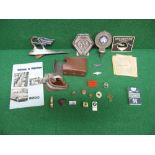 Shell nodding head figures, RAC and AA badge, goggles, 1960's Ford at Dagenham Tour guide book,