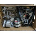 Box of MG Midget/MGB suspension parts and two alternators