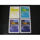 Four printers colour build up samples for a poster featuring the Cortina MkII Estate - 17.25" x 22.