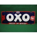 Rare enamel advertising sign for Oxo, blue,