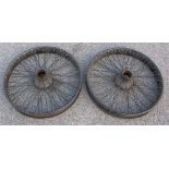Two 8800x120 splined hub, beeded edge wheels, as fitted to 1912-1924 Rolls Royce,